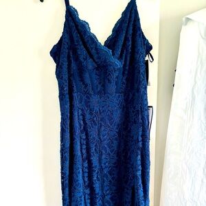 Bright navy blue Plus size lace bodycon gown